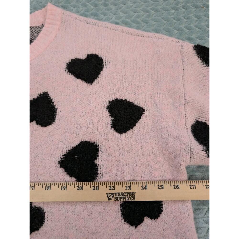 Torrid 2X Pink Sweater Black Hearts Long Sleeve Butter Cozy Soft Crew Neck - Picture 5 of 10
